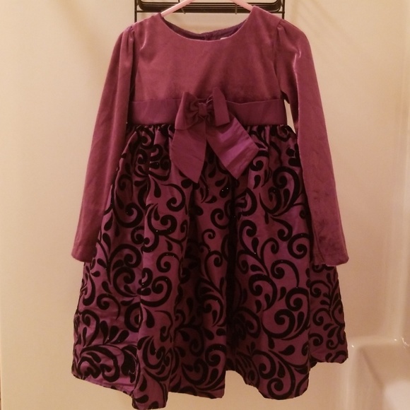 3T GIRLS LAVENDER LONG SLEEVE DRESS - Picture 1 of 4